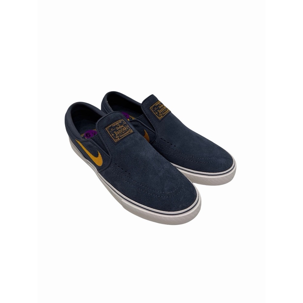Nike SB Stefan Janoski Slip-On Navy Gold Suede Skate Shoes FN5893-401 Mens 6.5